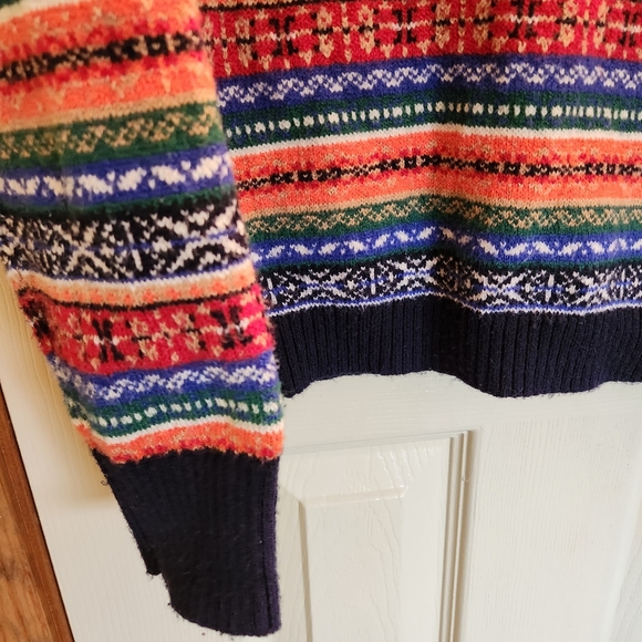 Colorful Tommy Hilfiger classic fair Isle sweater zip neck sz Medium Unisex - Picture 4 of 9